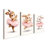 3er Set Leinwandbilder mit Rahmen 30x40 cm, Niedliche Hasen 