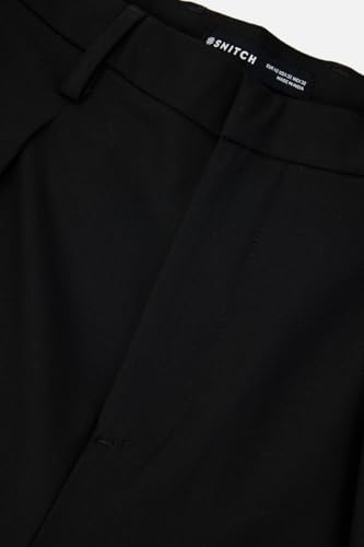 Image of SNITCH Men Casual Trousers | Baggy Fit Wide-Leg Design with Pleated Front & Button Closure | Durable Polyester Blend & Medium-Stretch Fabric for Summer Wear