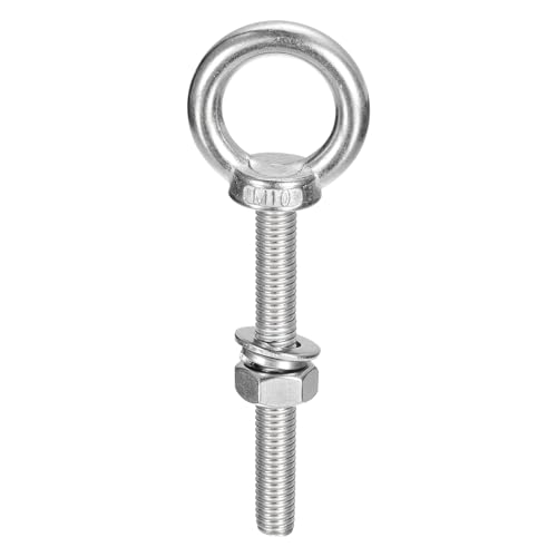 Image of uxcell Lifting Eye Bolt, 1 Set M10 x 80mm Eye Bolt with Nut Washer 304 Stainless Steel Shoulder Lifting Ring Eye Bolt for Hanging Item