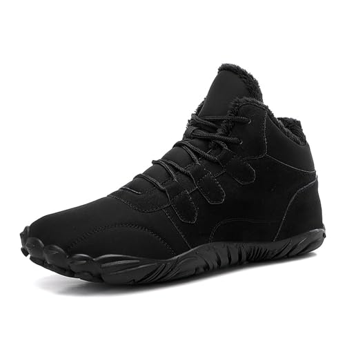 Men's Winter Snow Boots, Warm Fur Lined Winter Boots, Waterproof Hiking Ankle Boots (Black,US 12.5)