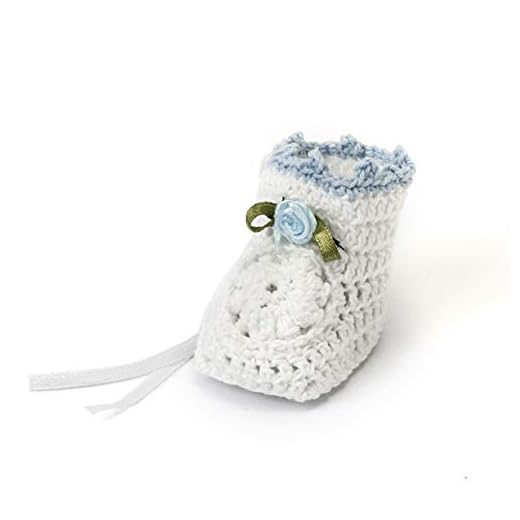 Mopec Patuco Decorativo de Ganchillo Hechos a Mano, Pack de 6 Unidades, Crochet, Blanco, 3.50x6.50x4.00 cm
