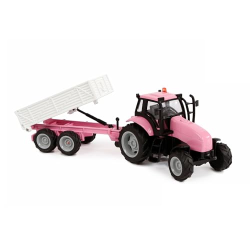 Van Manen Kids Globe Traffic Tractor with Trailer Die Cast (with Light and Sound, Pink) 510241