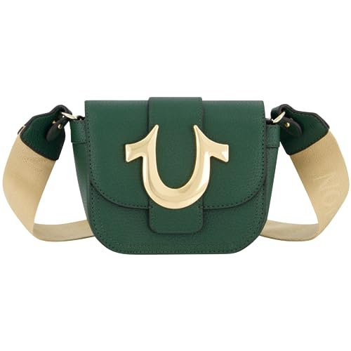 True Religion Women's Crossbody Bag, Mini Flap Adjustable Shoulder Handbag with Horseshoe Logo, Dark Green