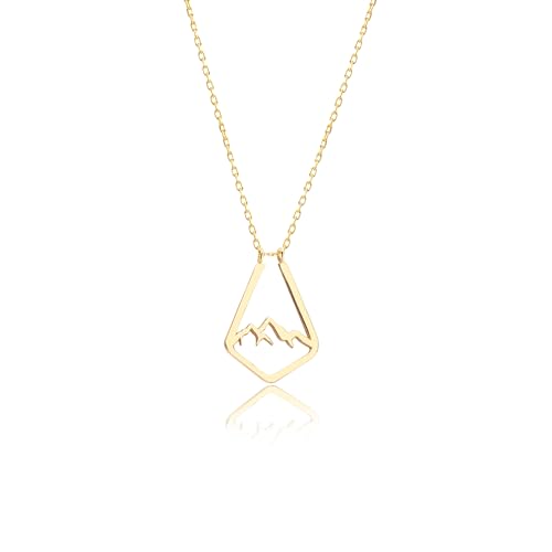 Ring Holder Necklace 14k Gold Mountain • Geometric Ring Keeper Pendant • Dainty Ring Holder for Wedding & Graduation Gifts For Her Doctor (22