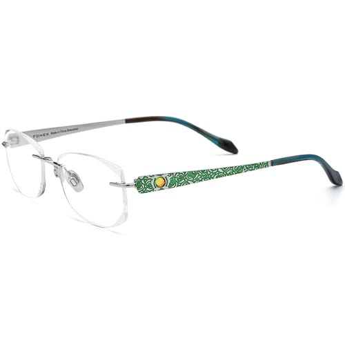 Image of FONEX Titanium Glasses Frame,Rimless Frameless Luxury Diamond Optical Eyeglasses for Women