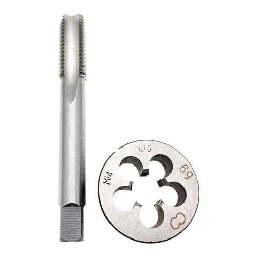 M14x1.75 Tap Die Right Hand M14x1.75 Machine Screw Die RH, M14 x 1.75 Tap and Die Set RH Threading Tool M14 x 1.75 Thread Tap and Round Die Straight Fluted Machine