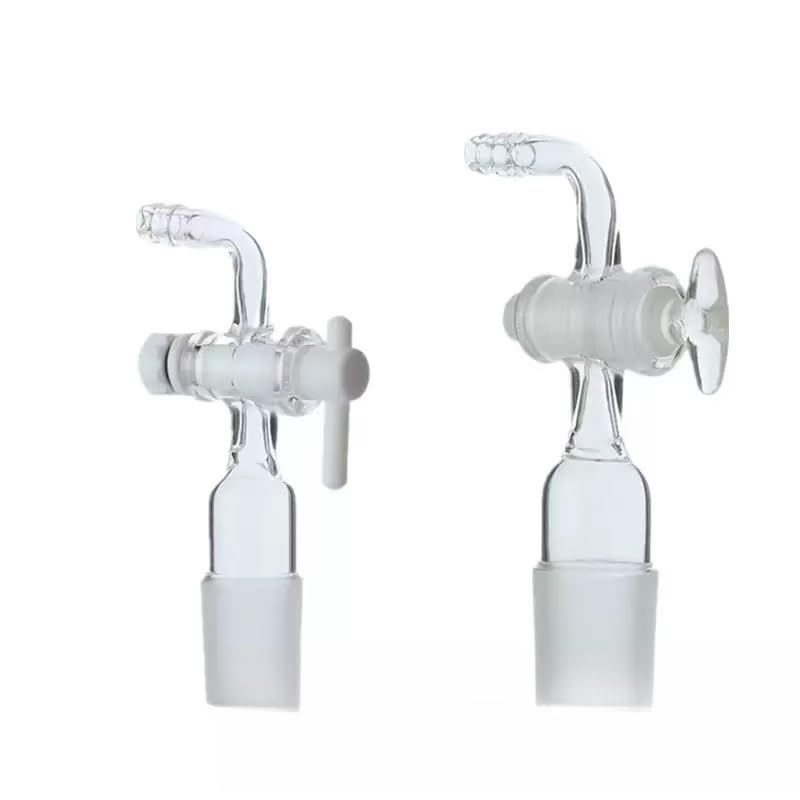 Glass Vacuum Adapter with Bent Hose Connection - PTFE/Glass Valve for Lab Stopcock(24-29(PTFE))