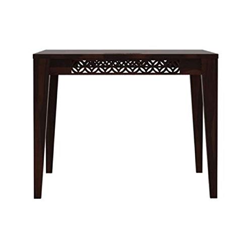 Image of Sheesham Wood Dining Table 4 Seater Set || Dining Room Furniture || CNC Cuting Dining Table Set || Dining Table with Chair Set || Wooden 4 Seater Dining Table with Cushion || Walnut Finish