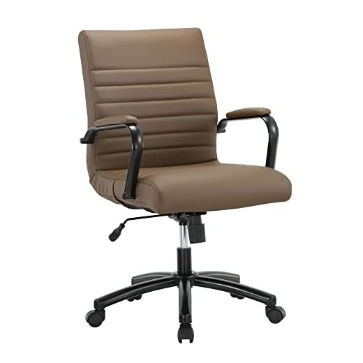 Realspace® Modern Comfort Winsley Bonded Leather Mid-Back Manager's Chair, Brown/Black