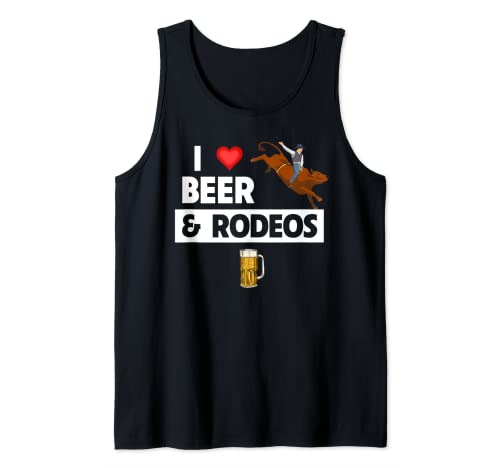 Me encanta la cerveza y los rodeos Western Cowboy Cowgirl Bull Rider Camiseta sin Mangas