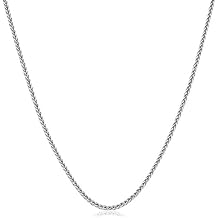 Kooljewelry Solid 14k White Gold 1 mm Square Wheat Chain Necklace 16, 18, 20, 22, 24 or 30 inch