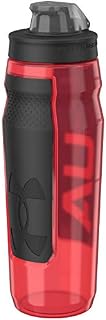 Under Armour 32oz Playmaker Squeeze Water Bottle, Sanitary Cap Cover, High Flow Push/ Pull Nozzle, Non-Slip Grip, Finger Loop Carry, Fits Bike Holder, Cycling, Gym, Hiking, All Sports