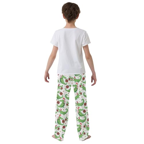 ZZXXB Christmas Crocodile Boys Long Pants Soft Trousers Elastic Waist Kids Lounge Bottoms with Pockets S-XL3