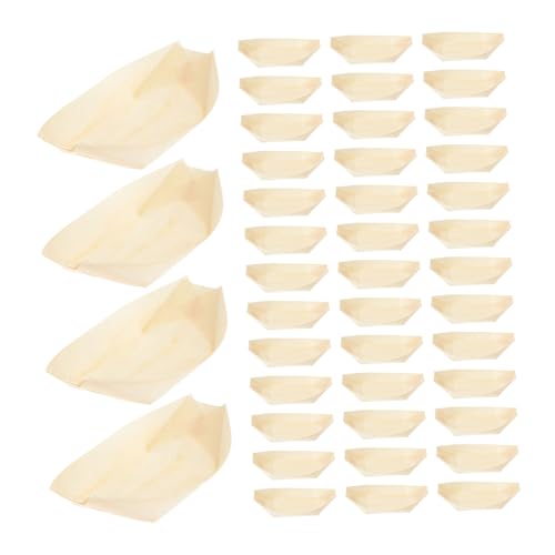 Platos desechables de madera forma bote 6 pulg x100 miniatura 1