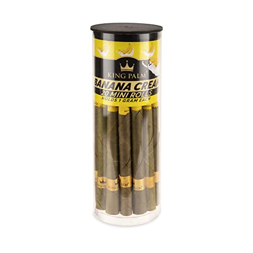 King Palm Flavors Mini Size Cones - 20 Count Tube - Terpene Infused - Squeeze & Pop Pre Rolls - Organic Flavored Pre Rolled Cones - King Palm Flavors Cones - (Banana Cream) #TOP1
