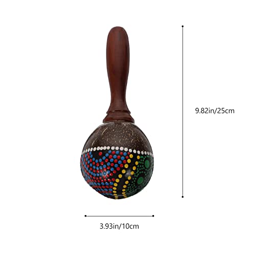 Vaguelly 3 Pcs Maracas, Wooden Rattle Sand Hammer Rhythm Music Instrument, Hawaiian Style Coconut Hand Rattle Shaker, Painted, Assorted #TOP6
