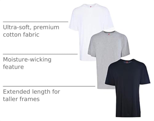 Hanes Men’s Tall 100% Cotton Crew Neck Undershirts, Tagless, Ultra Comfort, 3X-Large Tall, Variety - 3 Pack - image 2