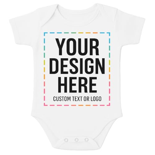 Personalized Custom Kids Baby Romper Onesie T-shirt Bodysuit Add Your Own Text Image Photo of Boy Girl 100% Polyester White