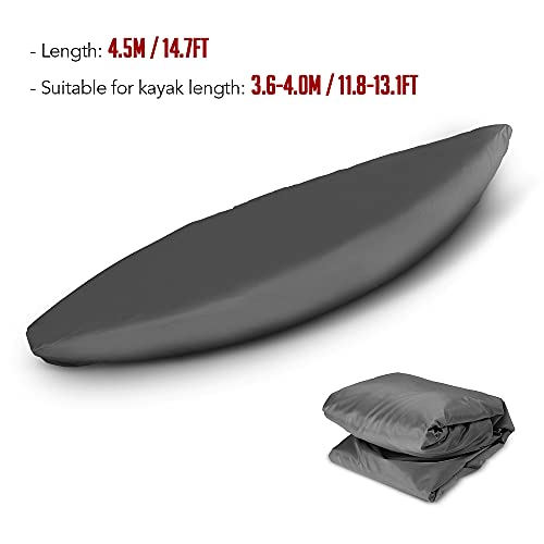 Kayak Boat Cover, Professional Universal Kayak Cover Waterproof Uv Protection Kayak Storage Cover Resistant Dust Storage Cover Shield (Grey, 6.9-8.2 Ft) #TOP2