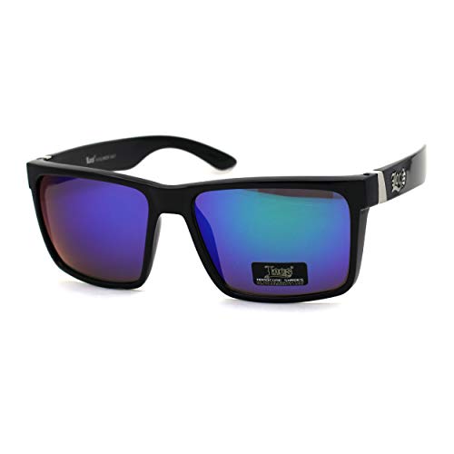 Image of Locs Colored Reflective Black Rectangular Gangster Hardcore Sunglasses