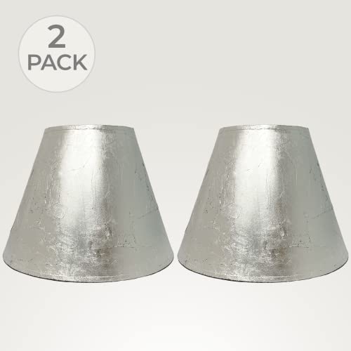 Image of Royal Designs, Inc. Trendy Decorative Handmade Lamp Shade, Made in USA, 14 in, Deep Empire - Silver Leaf - 2 Pack