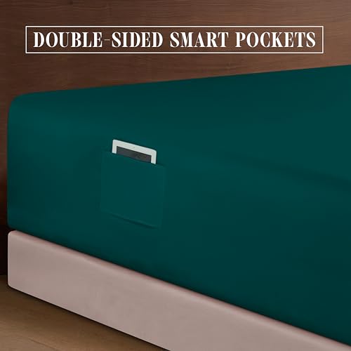Elegant Comfort Luxurious 1500 Premium Hotel Quality Microfiber 4-Piece Sheet Set, 18-24 Inches Deep - Extra Deep Pocket Sheets - Ultra Soft 4PC Deep Pocket Sheets, Full, Marine Teal