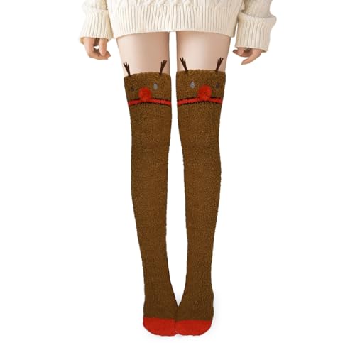 Image of Benefeet Sox Girls Cute Animal Fuzzy Knee High Socks Womens Funny Striped Cozy Winter Warm FluffyThigh High Socks Leg Warmers