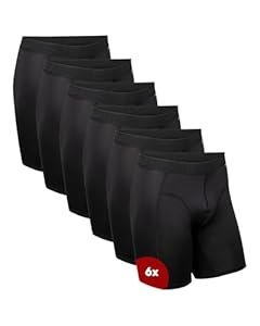 DANISH ENDURANCE Boxer Homme Sport Respirants et Doux, Anti-Frottement, Lot de 6, Noir Extra Long, XL