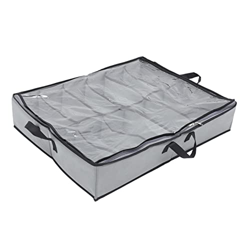 LOLIPPYY Contenitore Sottoletto Trasparente con Cerniera Organizer Scarpe Scomparti Resistente Maniglia Allungata Grigia