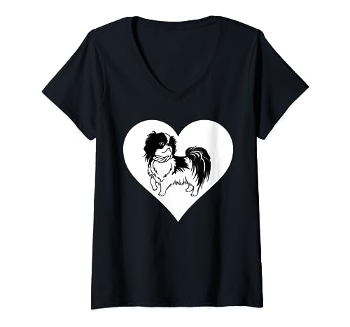 Womens Japanese Chin Dog I Love Japanese Chin Dogs V-Neck T-Shirt, Black