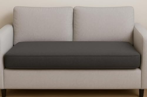 SLUMBER HOME 2-Seater Booster Cushion with Removable Cover Deep Firm Orthopaedic Foam Cushion Two Seater Sofa Seat Pad with Soft Faux Suede Washable Cover (94 cm x 45 cm x 5 cm, Gray)