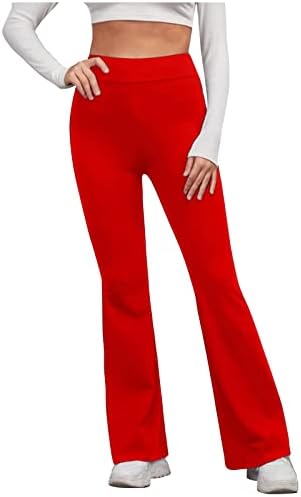 Ceboyel Womens Flare Yoga Pants Tummy Control Long Lounge Sweatpants High Waist Workout Dress Pants Active Casual Pants 2023 Red