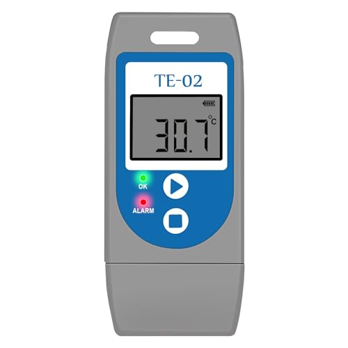 Registrador de temperatura ThermElc TE-02 para un control de temperatura preciso y conforme. Seguimiento de datos de temperatura en el refrigerador de laboratorio y almacén frigorífico. Informes PDF