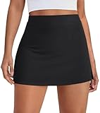 AUTOMET Women's Mini Tennis Skirt with Shorts Underneath 2025 Athletic Workout Cute Golf Skorts Trendy Summer Gym Clothes Black M