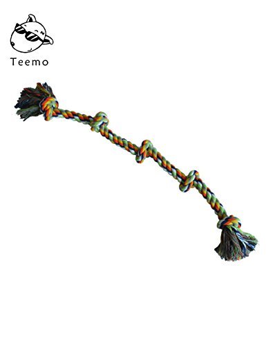 TEEMO Large Dog Rope Toy - for Medium to Large Breeds and Big Puppies - 5 Thick Knots -Environment Friendly and Washable Cotton- Best for Tug-of-War or Fetch - Indoor or Outdoor Play - Dental Health