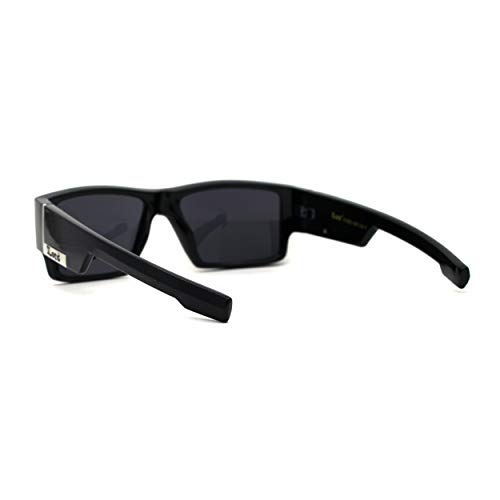 All Black 90s Mens Locs Thick Temple Squared Rectangular Cholo Sunglasses4