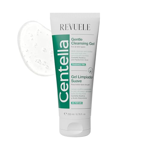 REVUELE Centella Gel Nettoyant Visage Doux – Gel Purifiant avec CICA et Acide Hyaluronique, Élimine Impuretés et Sébum, Hydrate et Protège la Peau, 200 ml
