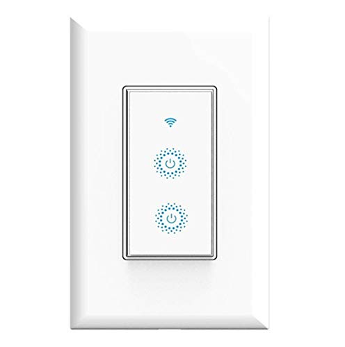 Nexete Smart Wi-Fi Double Light Switch, 2 in1 Single Pole Switch Compatible with Alexa Google Assistant & IFTTT,Remote Control, Timing Function No Hub Required (1-Pack Double Smart Switch)