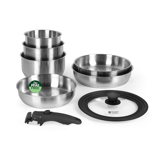 Russell Hobbs Smart Clip Batterie de cuisine 8 pièces, acier inoxydable