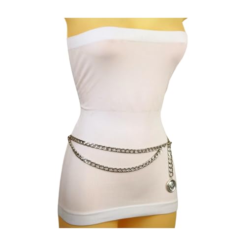 TrendyFashionJewelry Women Silver Metal Chain Links Wrap Around Belt Waist Hip Coin Charm Plus Size XL XXL z3103