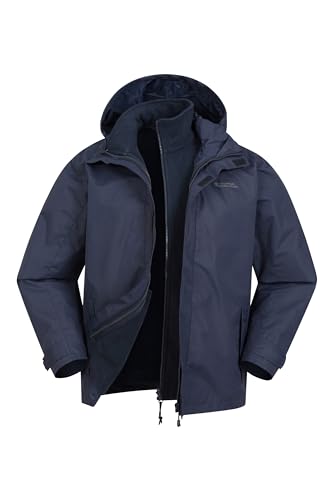 Mountain Warehouse Fell Mens 3 in 1 Water Resistant Jacket - Adjustable Coat with Packaway Hood, Detachable Inner Fleece & Many Pockets - For Hiking & Outdoors Navy M Mountain Warehouse Fell Mens 3 in 1 Water Resistant Jacket - Adjustable Coat with Packaway Hood, Detachable Inner Fleece & Many Pockets - For Hiking & Outdoors Navy M