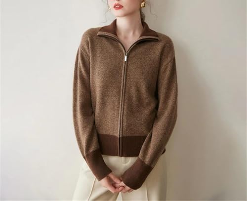 Women Wool Zipper Cardigan Sweater Autumn Winter Soft Warm Thick Knit Casual Long Sleeve Tops3