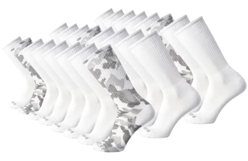And1 Men's Socks - Athletic Cushion Crew Socks (24 Pack), Size Shoe Size: 6-12.5, White Camo #TOP14