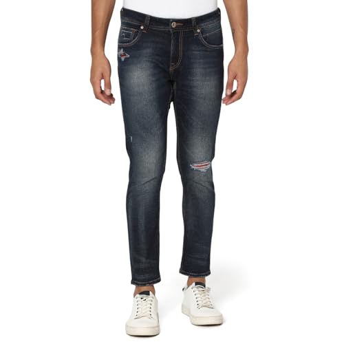 Image of Spykar Men's Kano Slim Fit Mid-Rise Jeans (Ankle Length)