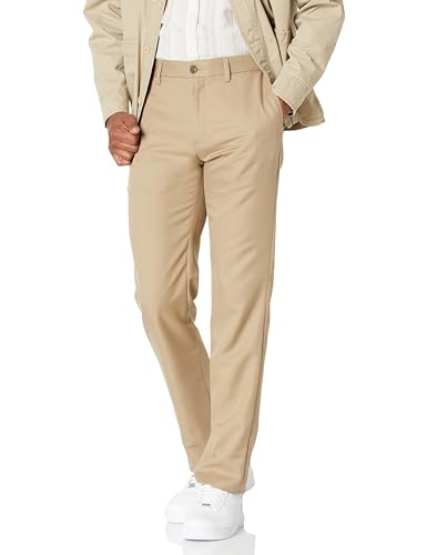Amazon Essentials Men's Slim Fit Flat-Front Dress Suit Trousers, Khaki Brown, 34W / 29L