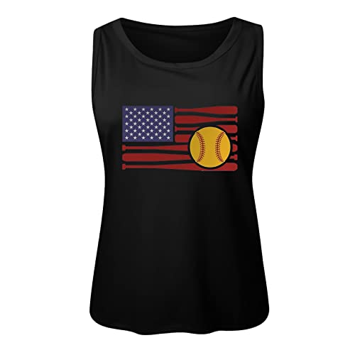 Regata feminina de beisebol, estampa da bandeira americana, sem mangas, para treino, verão, moderna,