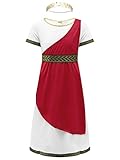 Moggemol Kids Boys Roman Emperor Costume Caesar Robe Halloween Cosplay Party Grecian Toga Dress up White 11-14 Years