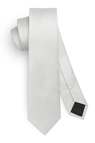 HISDERN Herren Krawatte Weiß Schmale Einfarbig Seide Krawatten für Herren Klassische Formelle Elegante Schlipse Hochzeit Party Business Krawatte 6cm