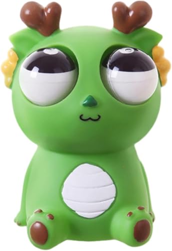 Image of TTW Funny Dragon Pinch Toy | Squishy Dinosaur with Pop-Out Eyes | Stress Relief Fidget Toy for Kids & Adults | Fun Squeeze Toy for Anxiety Relief, Green Color