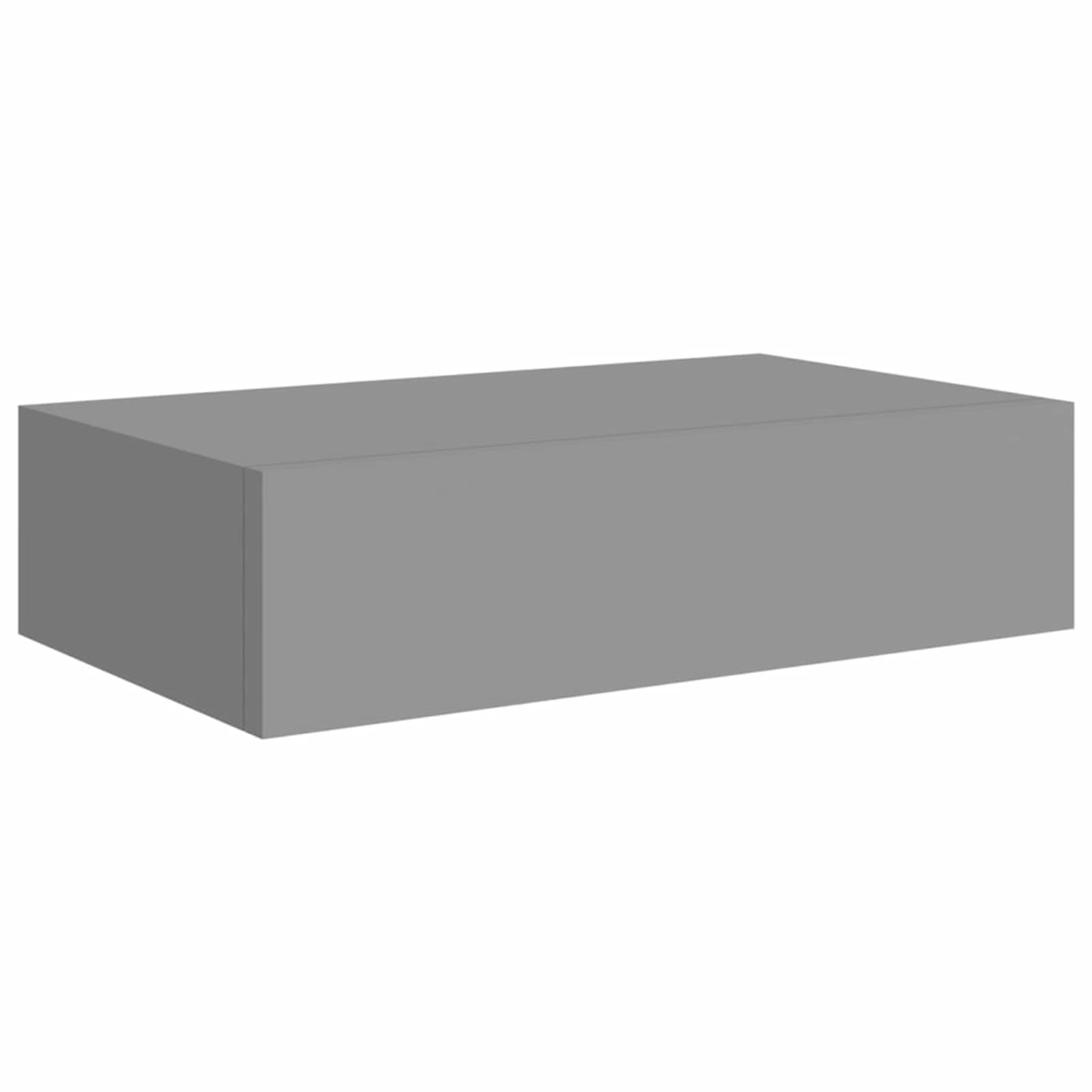 Gecheer Estante de Pared con Cajón,Estante Estantería para la Sala,Baldas flotantes,Armario Suspendido, Estanteria para Trasteros, Estante con cajón de Pared MDF Gris 40x23,5x10 cm
